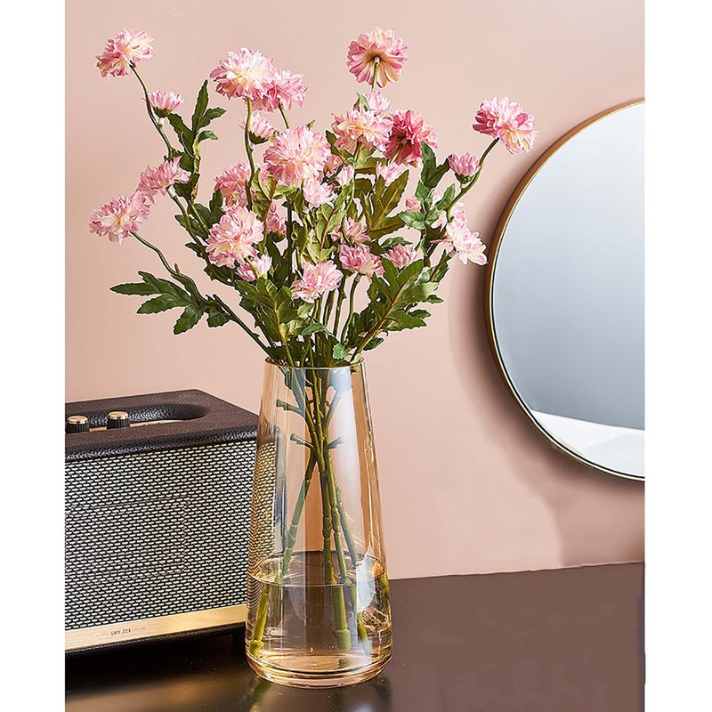 FANTESTICRYAN Modern Glass Vase Irised Crystal Clear Glass Vase for Home Office Decor (Crystal Amber) - Image 4